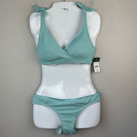 NWT Lauren Ralph Lauren Matching Two Piece Bikini Top and Bottom Sizes 6 or 8 - Picture 1 of 6